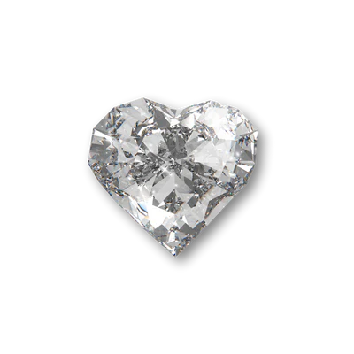 Heart shaped diamond, symmetrical brilliant cut with distinctive cleft at top