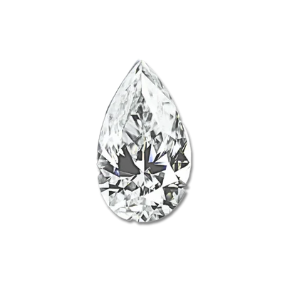 Pear shaped diamond, teardrop brilliant cut with rounded base and pointed tip