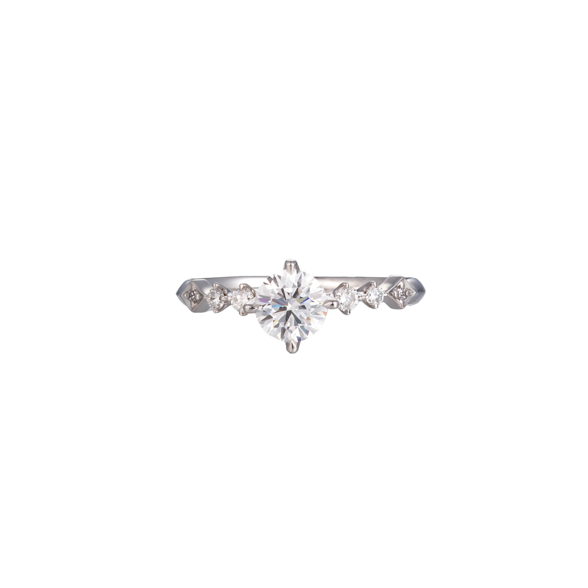 Aurora Lab-Grown Diamond Ring in 9K gold shown from a front view, featuring a 0.545ct lab-grown diamond center stone and delicate side-stone accents.