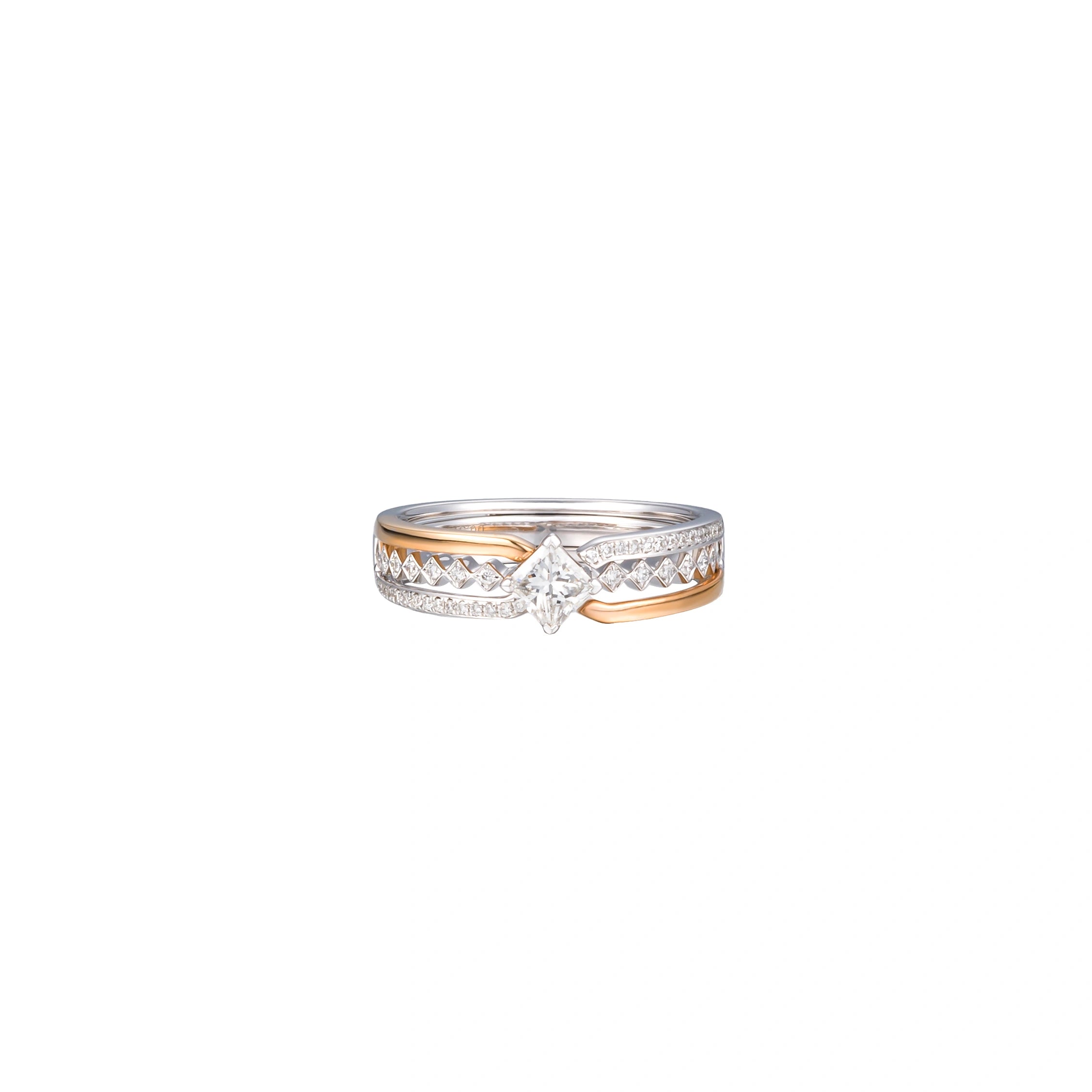LeMing 18K gold princess cut diamond ring with 0.314ct center stone and pavé diamond accents