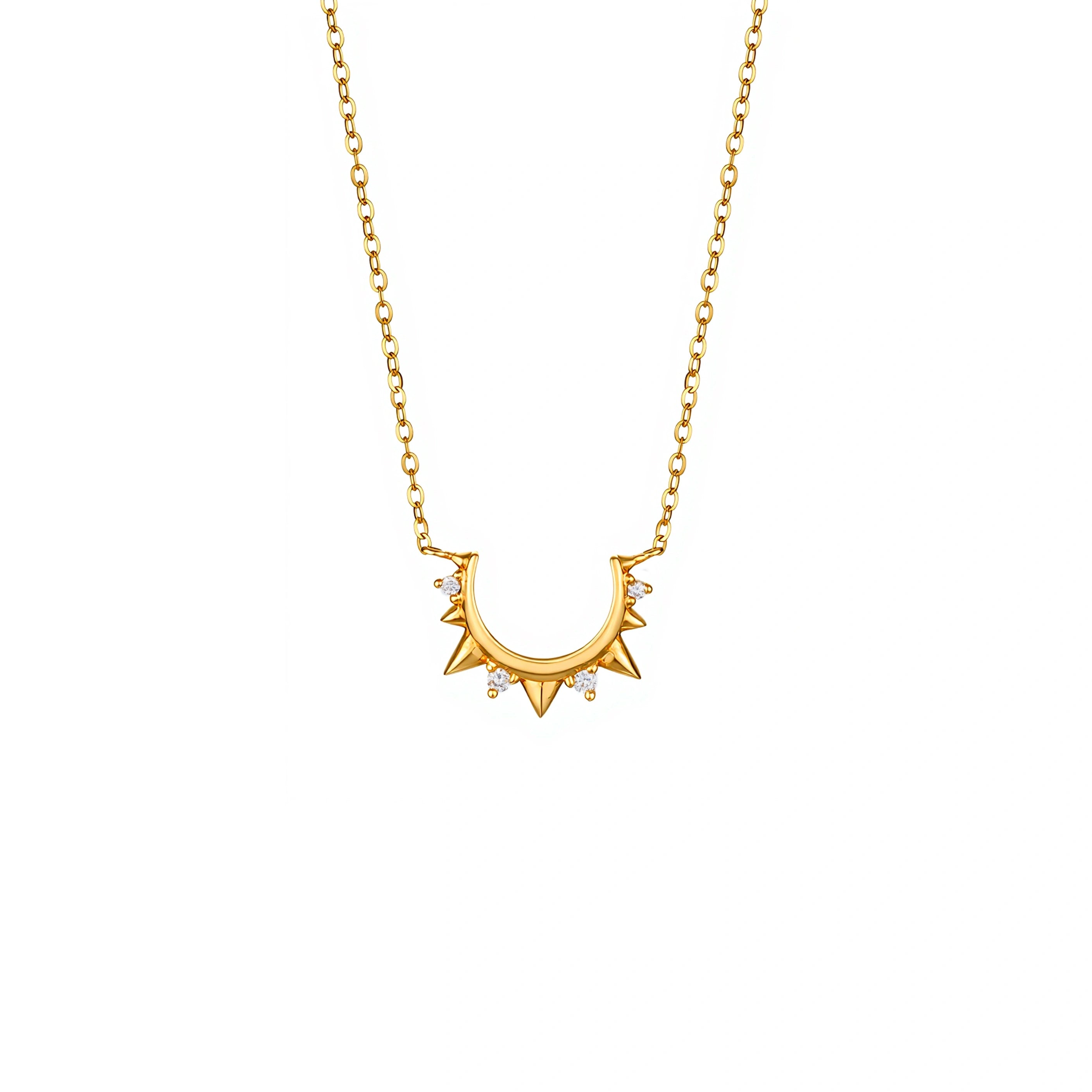 LeMing 18K yellow gold diamond sunburst necklace with delicate sparkling stone accents